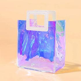 Fashion Luxury Laser Holographic Pvc Transparent clear Tote Shopping Bag
