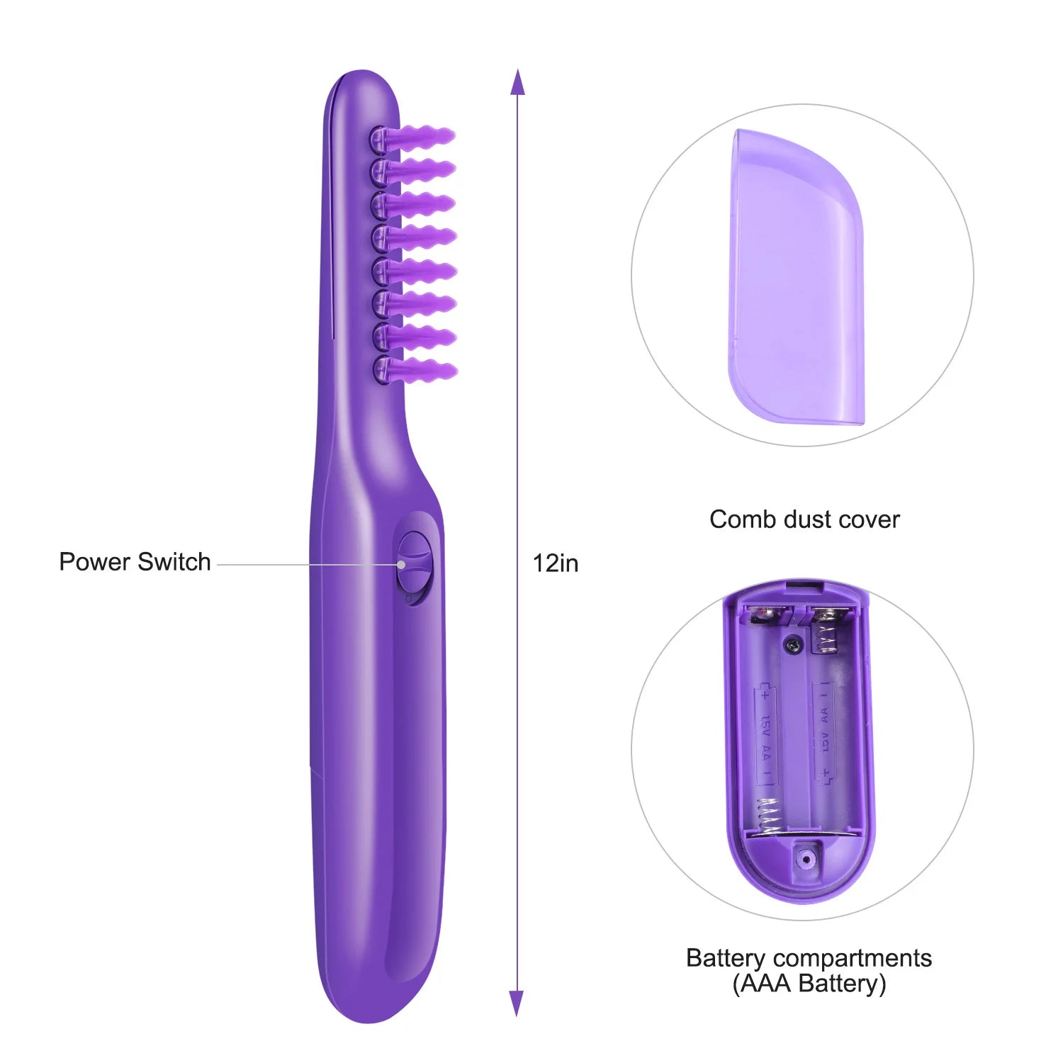 New Wet or Dry Tame the Mane Electric Detangling Brush with Brush Cover for Adults & Kids