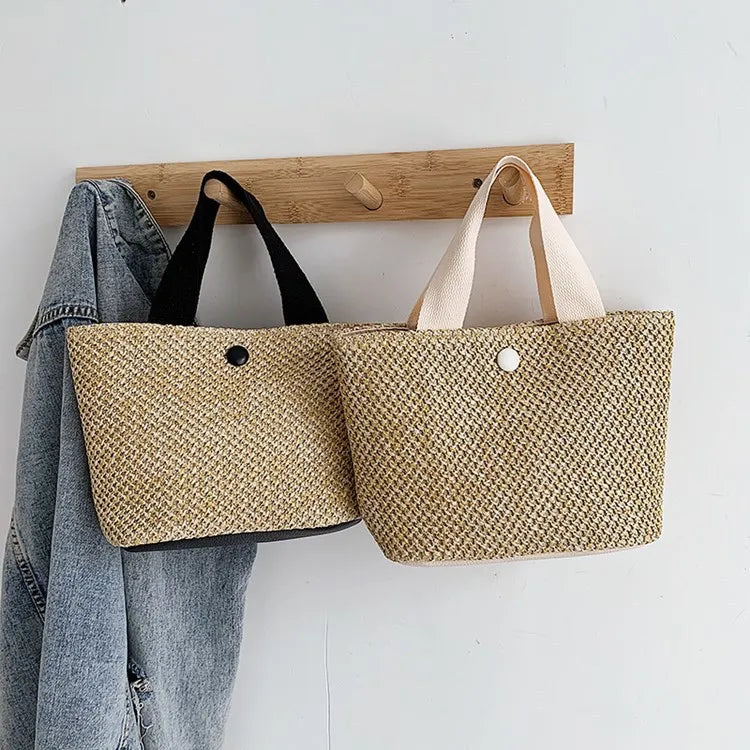 Elegant Ladies Straw Woven Handbag Women Holiday Beach Casual Tote Top-Handle Bags Fashion Retro Shoulder Bags