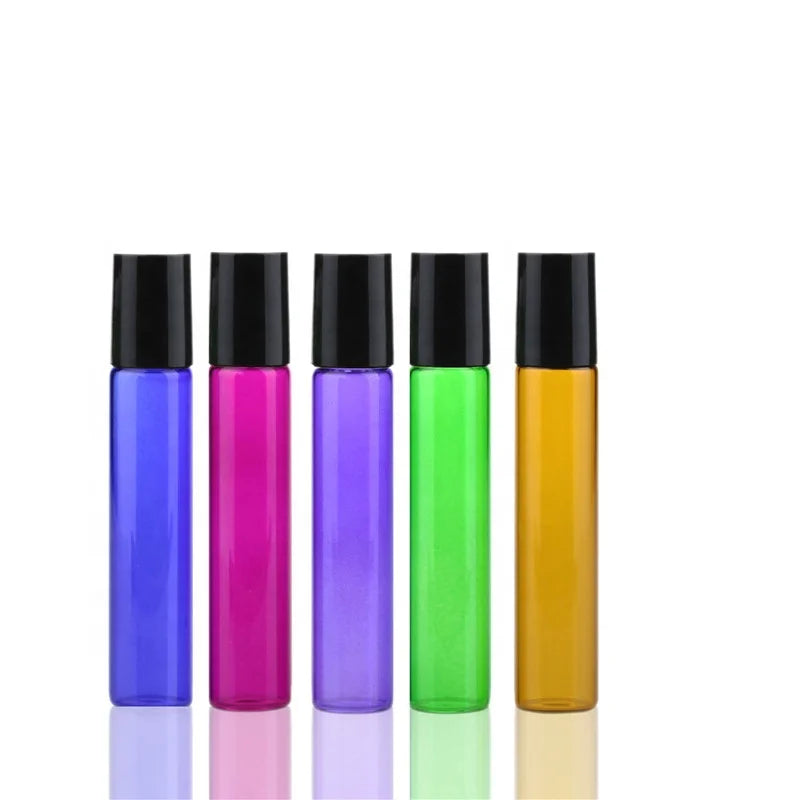 Hot Sale 10ml Glass Roller Bottle Amber Green pink Blue Purple Roll on Bottle/vial/glass Vial for Perfume