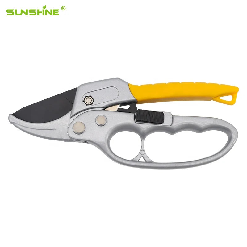 SUNSHINE Pruning Shears of SK-5 Steel 3 Times Labor-Saving Shears Ergonomics and Sharp Blade Ratchets Pruners 8 Inch Scissors