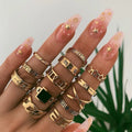 Wholesale Combination Ring Set Water Drop  Rose Flower Geometry Women's Multi-piece Suit  Finger Ring