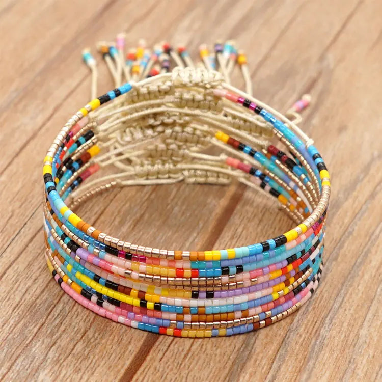 SC Wholesale Bohemian Colorful Miyuki Bracelets Handmade Woven Stackable Friendship Bracelet Girls Tiny Seed Bead Bracelets