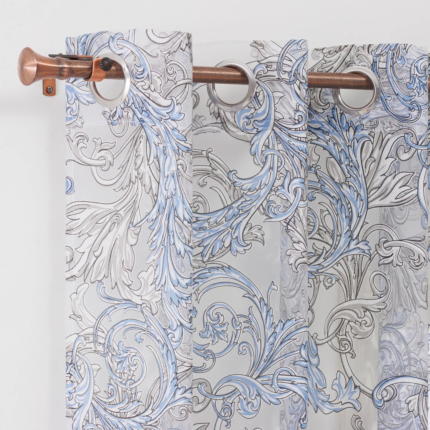 Custom Traditional Floral Pattern Sheer Living Room Curtains Burnt Out Design Tulle Drapes for Bedroom Window