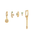 Fashion Jewelry Eco-friendly Brass Snake Shaped 18K Gold Plated Zircon Charm Earrings Jewelry Sets for Women