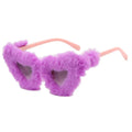 Winter Plush Love Sunglasses Retro New Sun Glasses Female Funny Vintage Heart-shaped Sunglasses Cute Christmas Heart Glasses