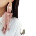 Wholesale Bohemian Style Crystal Beaded Statement Earrings Long Lace Wrap Imitation Pearl Wedding Jewelry Charm Fashion Earrings