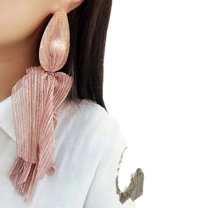 Wholesale Bohemian Style Crystal Beaded Statement Earrings Long Lace Wrap Imitation Pearl Wedding Jewelry Charm Fashion Earrings