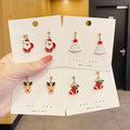 Christmas Jewelry Gift 14K Gold Plated Enamel Christmas Tree Bell Snowman Santa Claus Design Girl's Drop Dangling Earrings