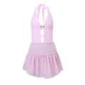 Ins European and American Style 2024 Summer New Metal Halterneck Vest Women's Sweet and Spicy Slimming Skirt Two-piece Set