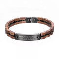 Customized Christmas Gift Personalized Fashion Jewelry Women and Men Handmade Stainless Steel Wooden Bracelet