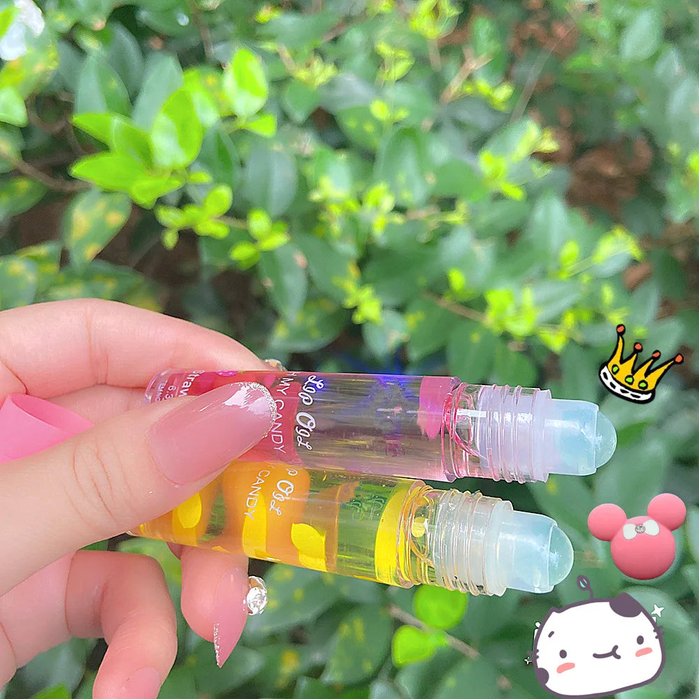 Roll-on Fruit Water Toot Lip Oil Glass Lip Gloss Transparent Lip Glaze Colorless Moisturizing