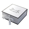 Custom White Magnetic Folding Gift Box with Sponge Liner UV Coating and Embossing for Small Product Packaging with Logo