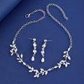 Fashionable 18K Gold Plated Zircon Necklace and Earring Set High-end Wedding & Party Evening Jewelry