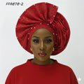 Nigeria Women Headtie African Beaded Stones Auto Hat Headtie Nigerian Gele Aso-Oke Ready Wear