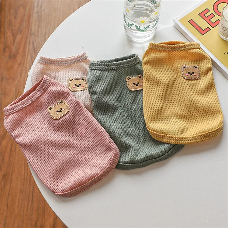 Comfortable Breathable Thin Teddy Bears Pet Vest Waffle Summer Dog Clothes for Small Dogs