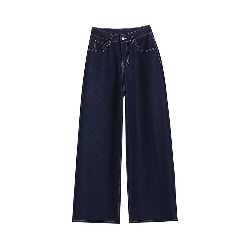 Fashion Casual Straight-leg Retro High Waist Solid Color Casual Pants for Women