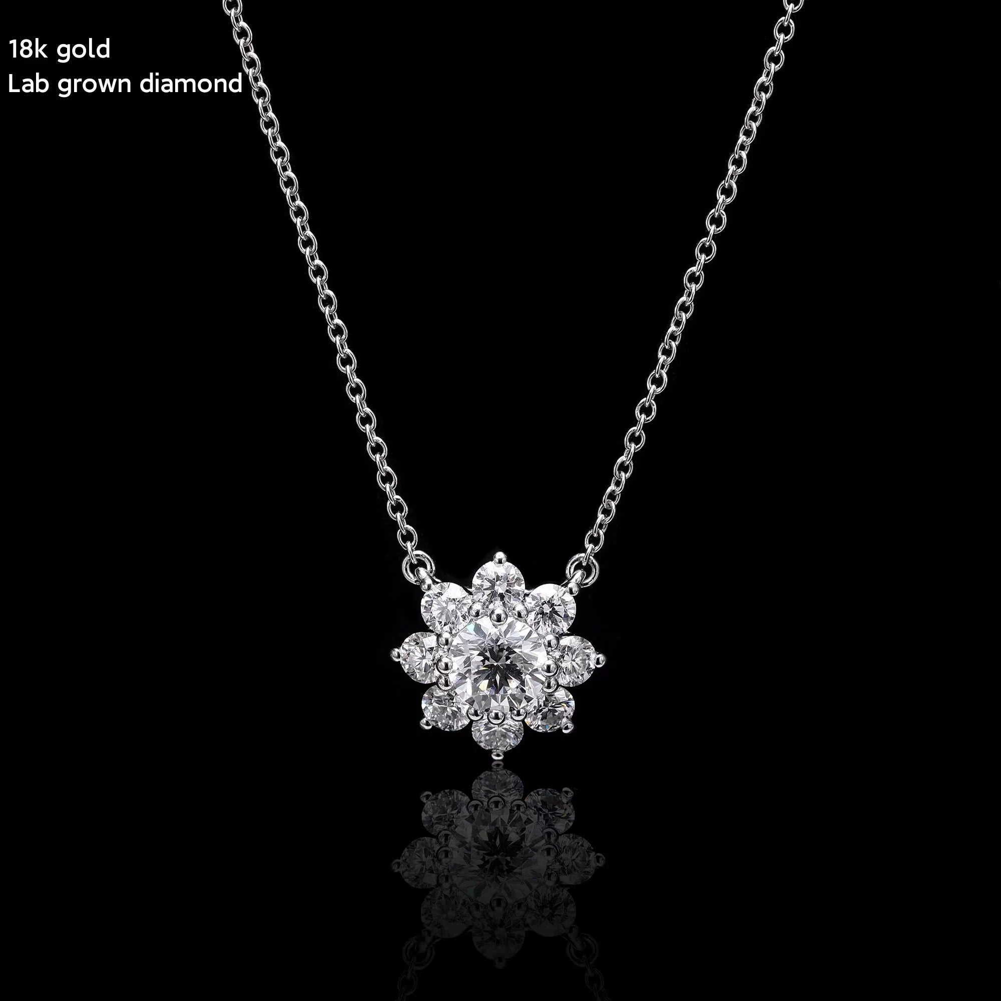 Luster Summer Hot Design 0.59ct D Color White Round Lab Grown Diamond Necklace With Sunflower Pendant