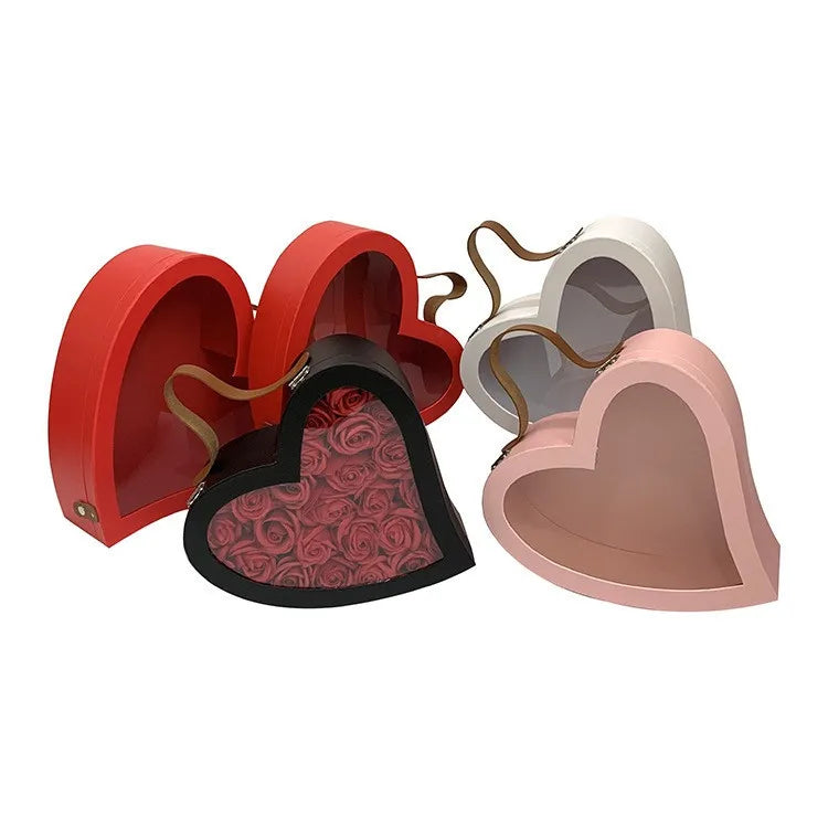 Hot Sale Custom LOGO 2-piece Heart Flower Boxes With for Bouquets Rose Gift Floral Packaging Mother's Day Box