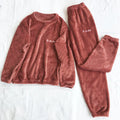 Warm Fleece Winter Flannel Tops and Pants Pajama Sets for Women