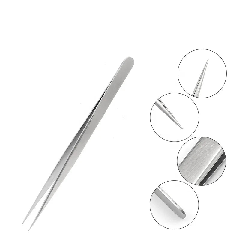 ELITER Product Straight Tip Slim Tweezers False Lash Tweezer Steel Lash Tweezer Las Extension Supplies Eyelash Extensions