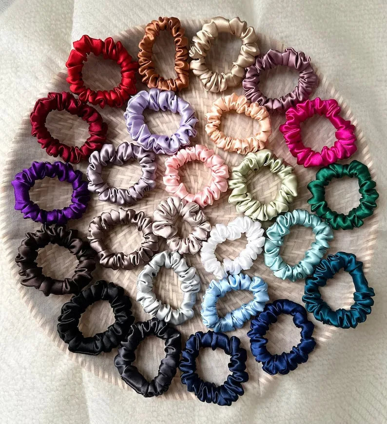 Elastic 100%Mulberry Silk Hair Ties With Custom Fabric Label Elastic Hair  Ties for Girls Kids Silk Hair Scrunchies