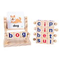 Montessori Toys for Toddlers 5 Wooden Reading Blocks and 60 Flash Cards CVC Phonics Sight Word Learning Games