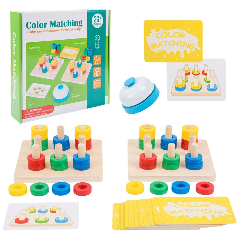 Children Wooden Color Block Matching Logical Game Counting Stack Educational Toy for 5 to 7 Years Kids Boys Girls