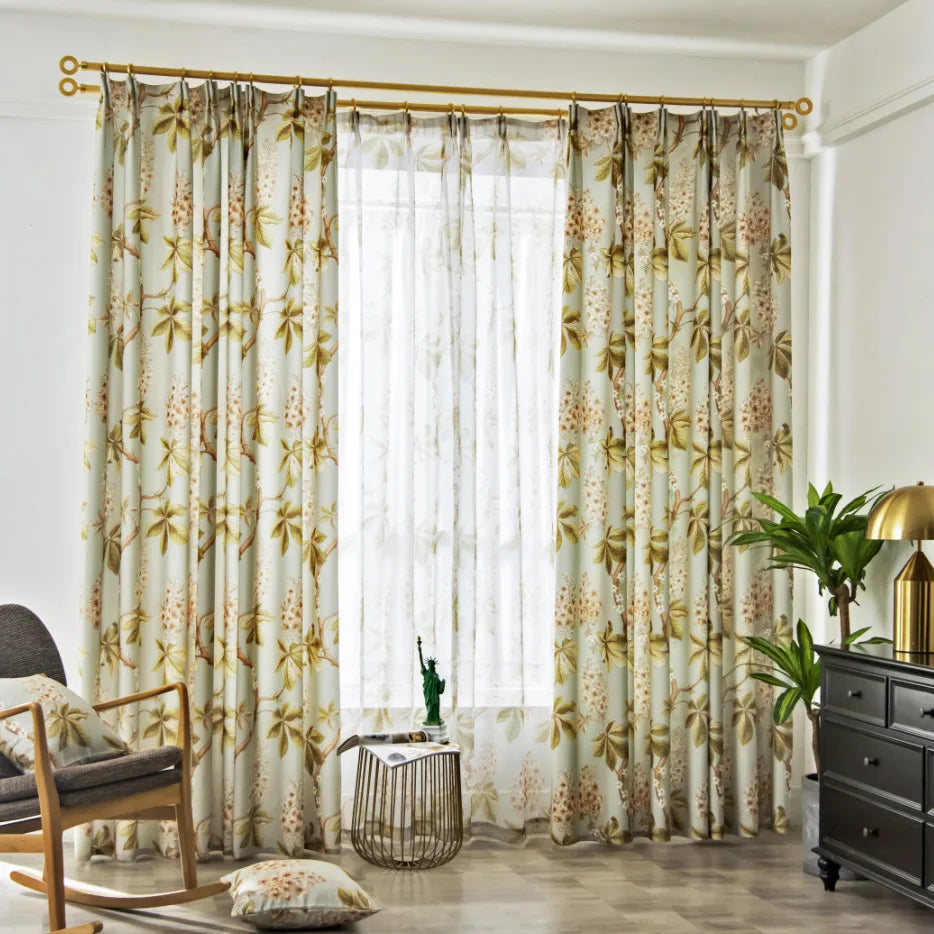 Wholesale American Retro Printing Floral  High Blackout Curtains Suitable for Bedroom and Living Room Decoration