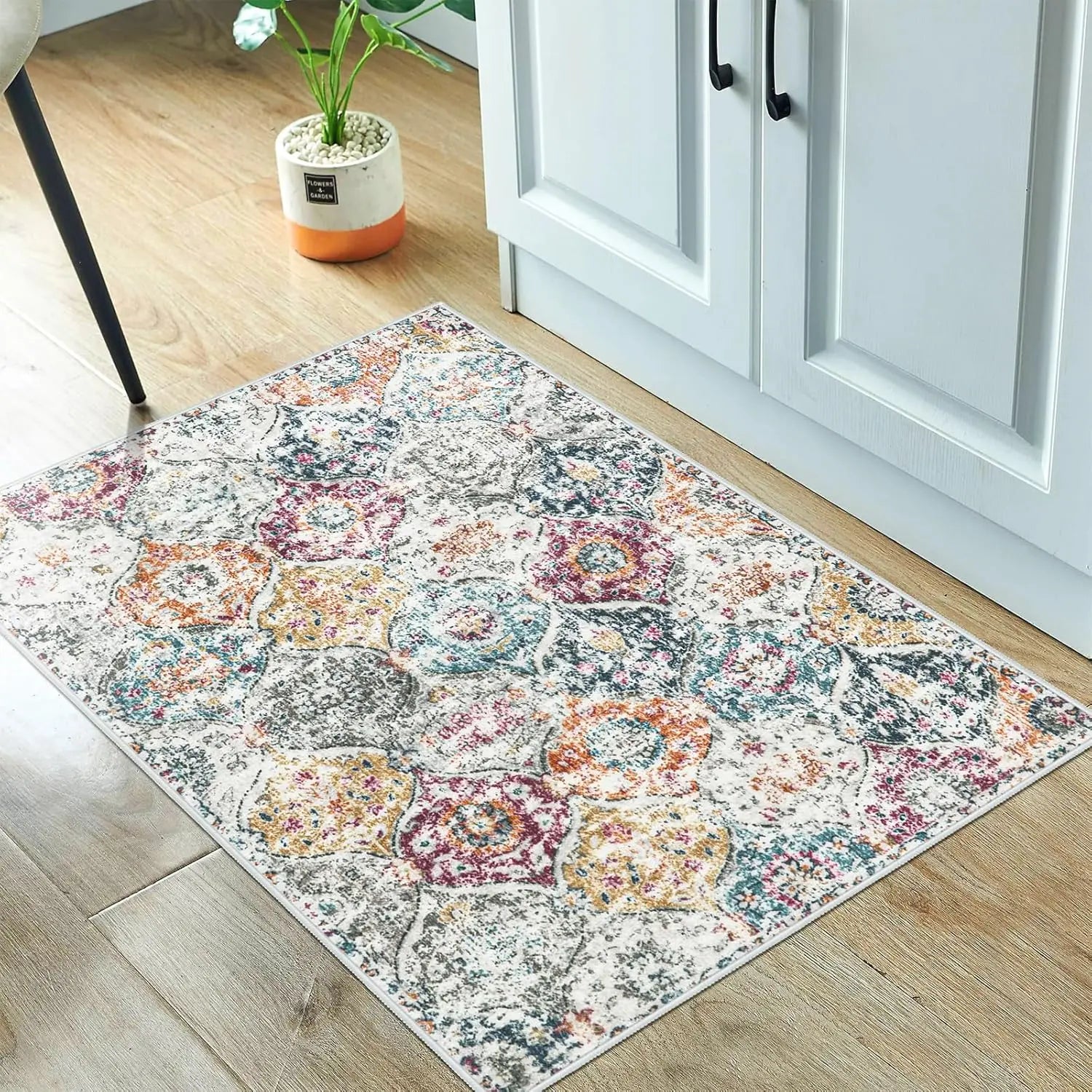 Small Non-Slip Machine Washable Indoor Door Mat Area Rugs Oriental Accent Entryway Bedroom Kitchen Bathroom 2x3ft Area Rug Mat