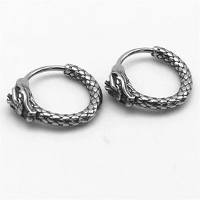 Vintage Unisex Jewelry Accessories Hoop Earring Stainless Steel Dragon Earrings