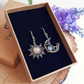 Bohemia Women Earrings Jewelry Fashion Moonstone Earrings Retro Crescent Moon Earring