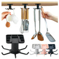 360 Degree Rotatable Plastic Punch Free Six Claw Hook Kitchen Spatula Spoon Storage Wall Mounted Hanger