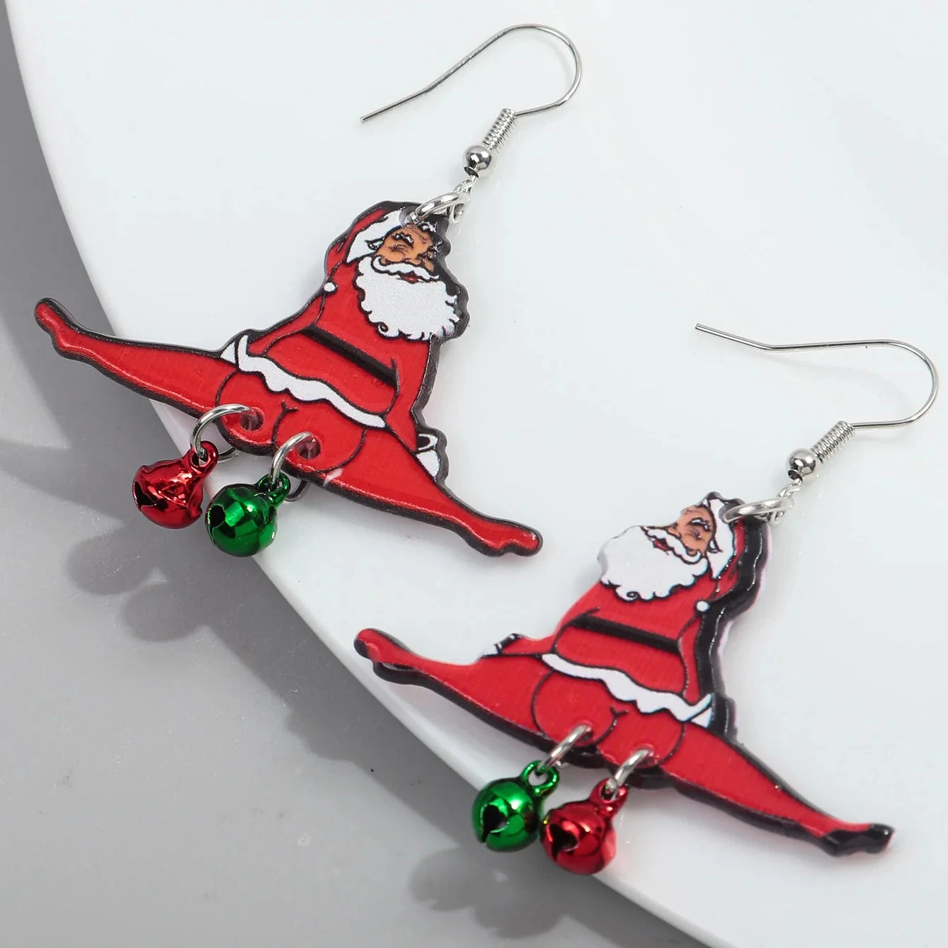 New Arrival 2024 Christmas Funny Santa Claus Ballet Split Bells Fashion Party Jewelry Custom Acrylic Drop Earrings