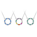Design Necklace Custom Silver Jewelry Colorful Cubic Zircon Jewelry Silver Gold Circle Pendant Necklace for Women