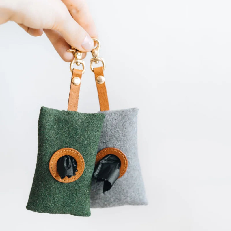 Felt Cloth Dog Poop Bag Portable Dog Waste Poop Bags Dispenser Pet Garbage Bag Organizer for Pets Outdoor