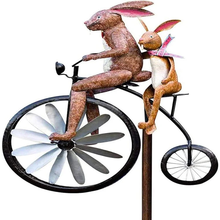 Vintage Bicycle Metal Wind SpinnersBicycle Bike Frogs/Bunnies/Mantis/Cat Spinner for Yard Garden Lawn Windmill Decoration