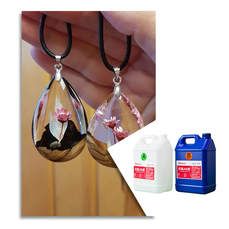 High Transparency Crystal Texture Artificial Flower Resin Pendant Bubble-free Anti-yellowing Epoxy Resin for DIY Jewelry
