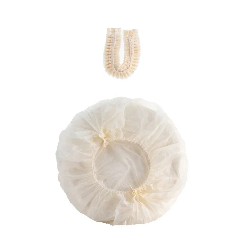 Eco Friendly High-quality Disposable Shower Cap 100% Compostable Biodegradable Corn Starch Elastic Shower Cap Salon Cap