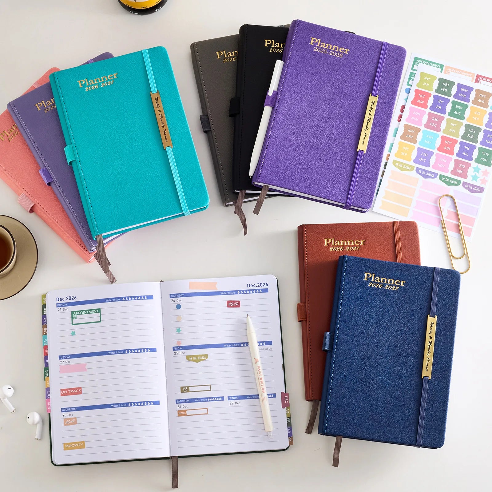 2026-2027 A5 Hardcover Weekly & Monthly Life Planner Productivity Journal Organizer Notebook Hit Your Goals & Live Happier