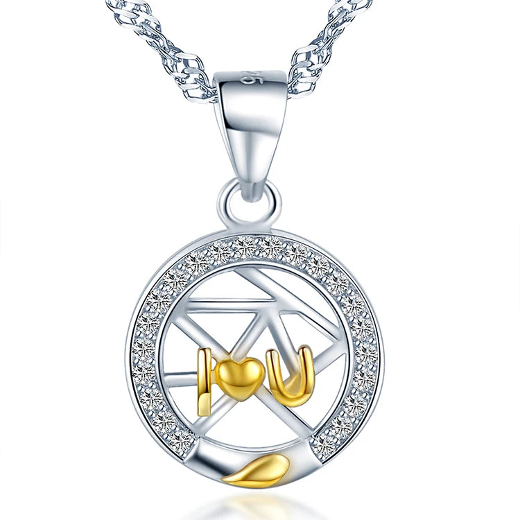 Moon Star Necklace 925 Silver Zircon Necklace Couple Necklace for Women