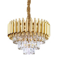 Golden K9 Crystal Dining Table Chandelier Modern Luxury Ceiling Light with E12 Bulbs Middle Lamp Sizes for Bar Application