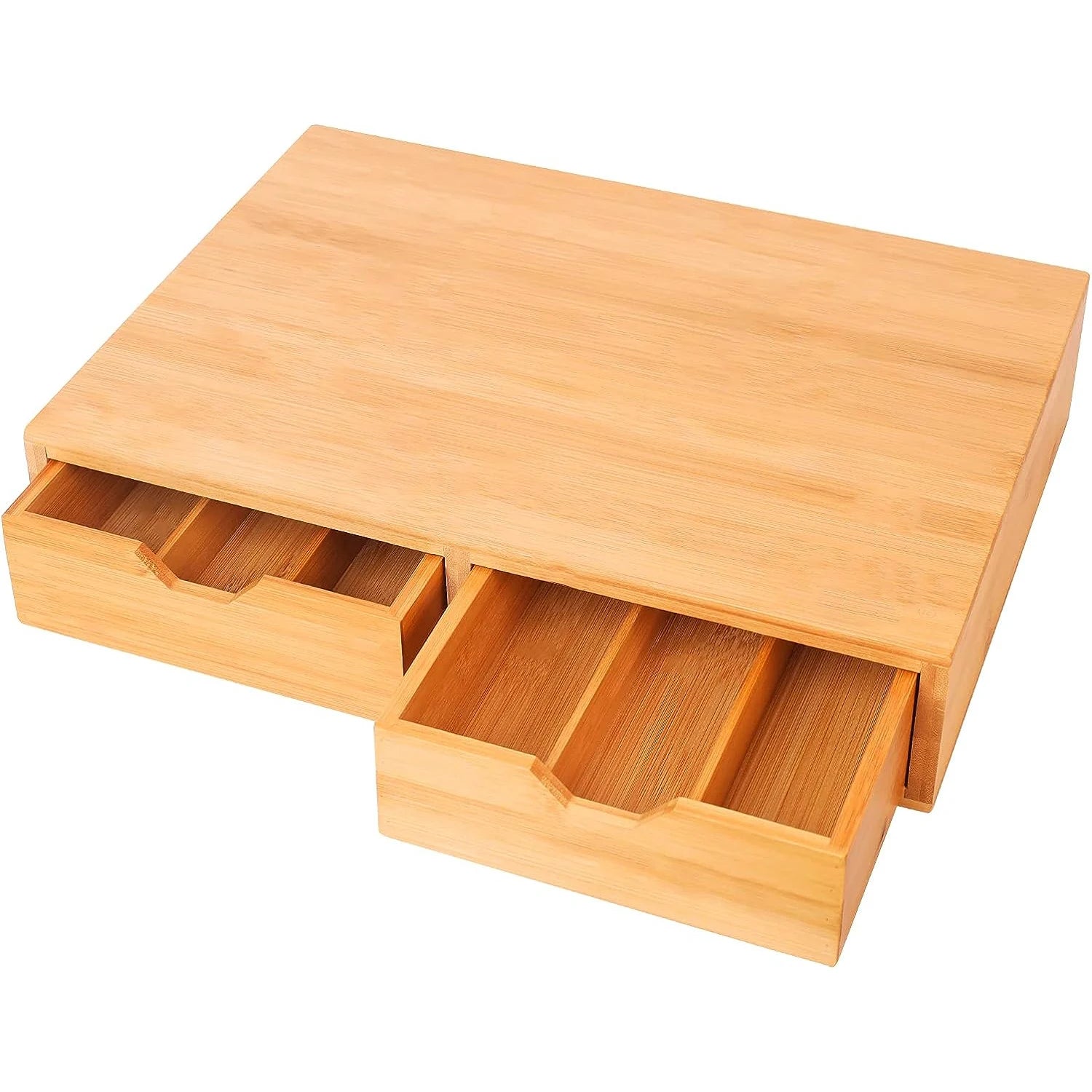 Bamboo K Cup Holder Storage Drawer for Coffee Pods Tea Bag Storage Organizer Holder Coffee Capsule Display Stand with Dividers