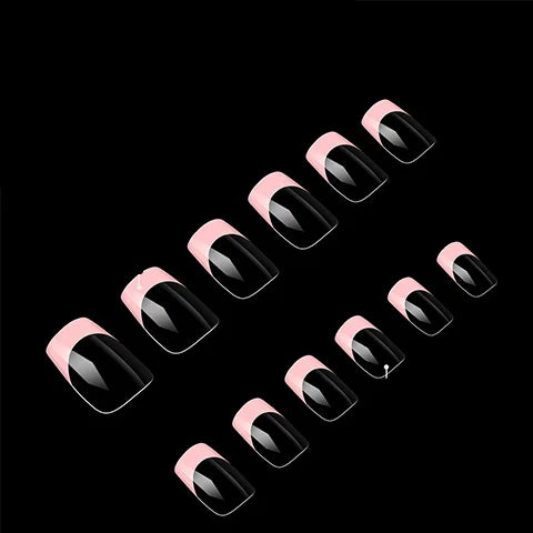 120-Piece ABS Almond Stiletto Square Patterns Nail Patch Trapezoidal French Color for Nail Art Boxed Artificial Fingernails