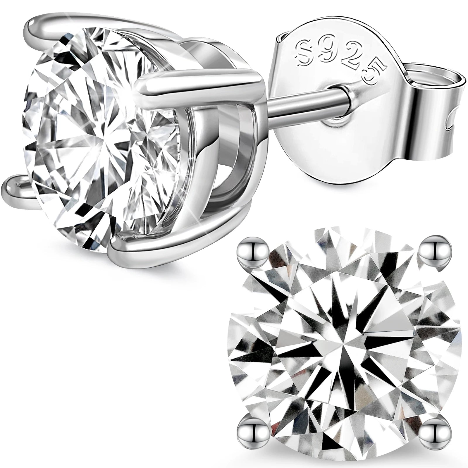 Classic Style Moissanite Earrings Stud Moissanite Earrings 925 Sterling Silver
