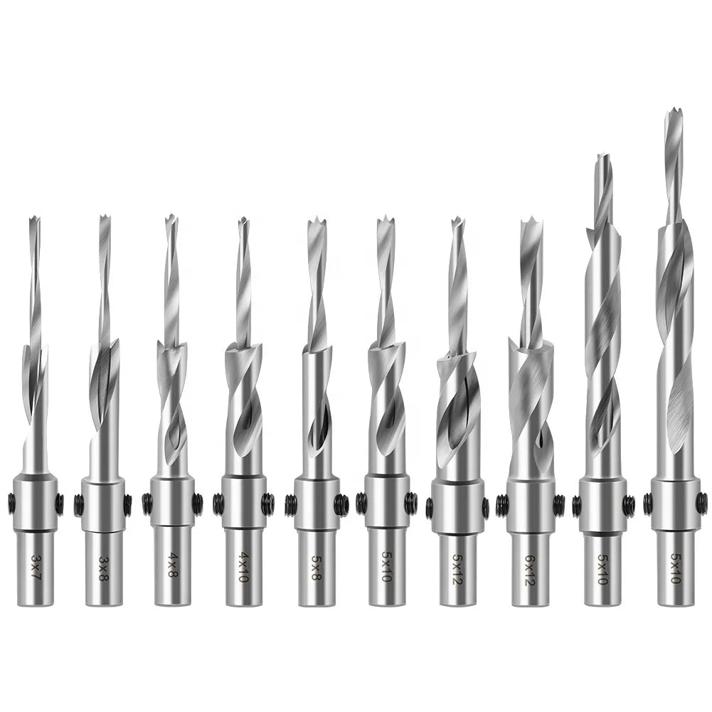 Screw Pilot Hole with Three-pointed Taper Drill Carpentry Reamer Carbide Tipped Countersink Wood Drill Bits