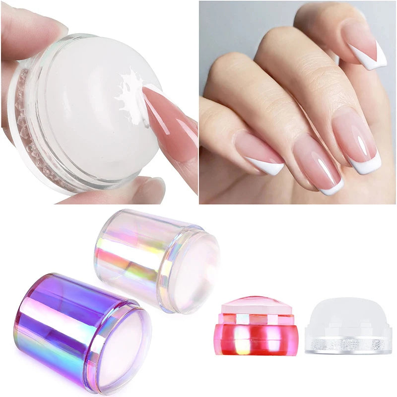Jelly Silicone French Design Stamping Plate DIY Manicure Tools with Nail Art Stamper Scraper OFFER on Nail Supplies