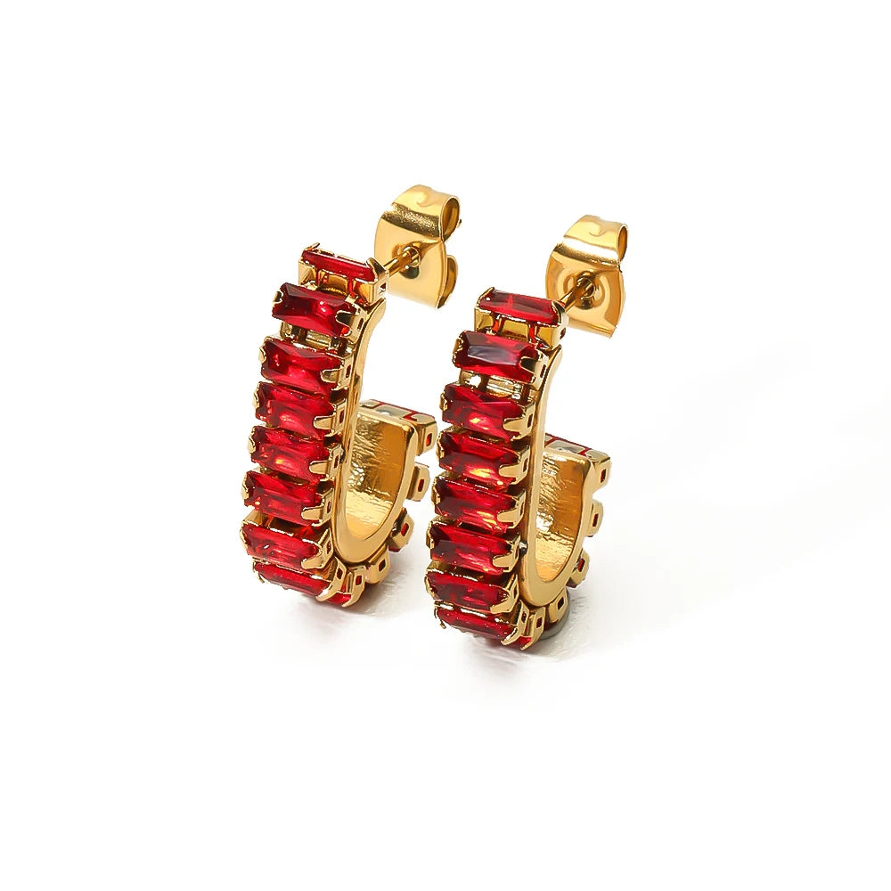 Luxury Stainless Steel PVD 18K Real Gold Plated Geometric Trendy U Shape Hoop Earrings