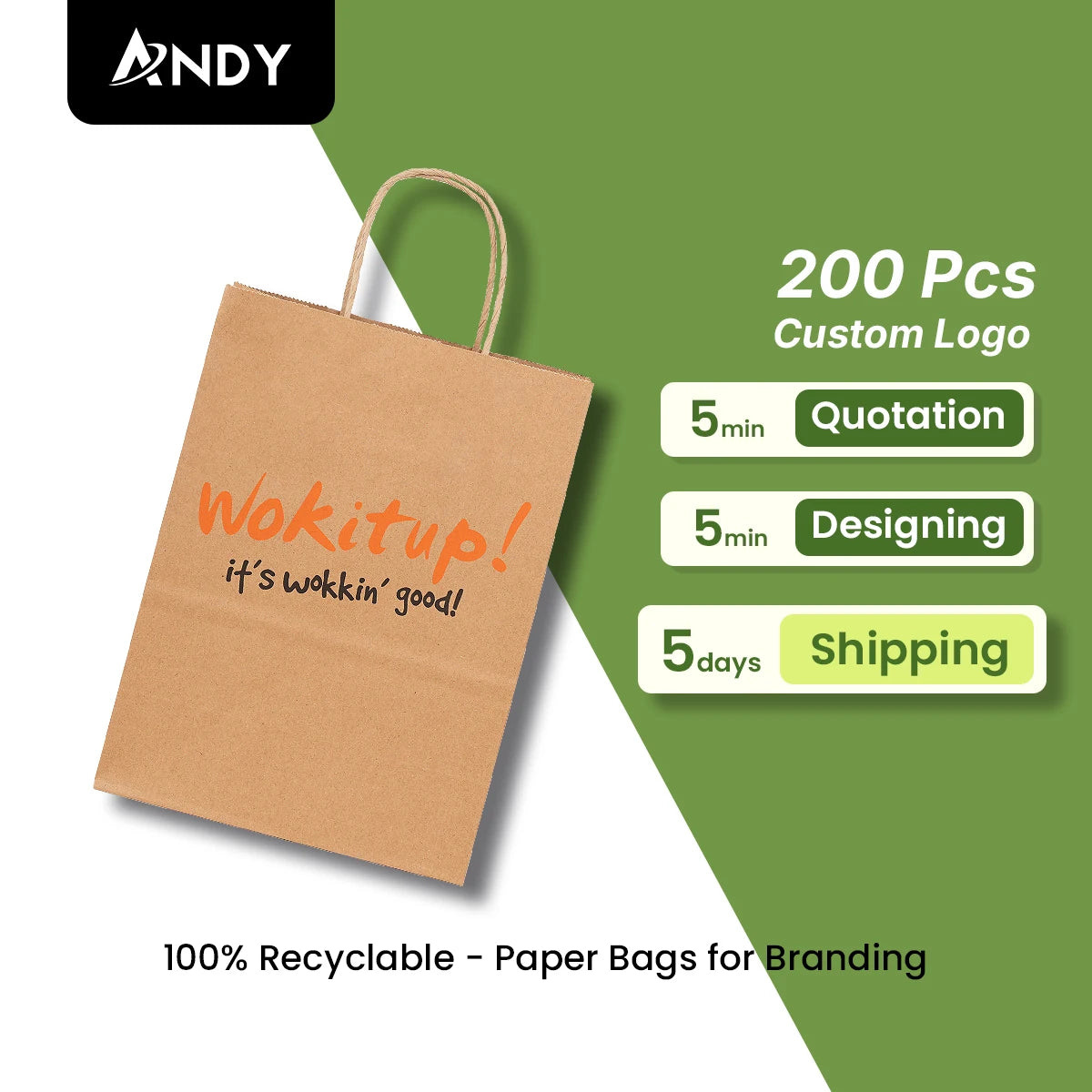 Luxury Custom Size Eco-friendly Paper Bag Heavy-Duty Kraft Shopping Bags with Durable Handle Classic Style for Restaurant Use
