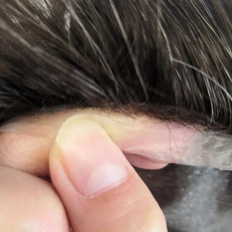 BQ Stock SUPER 100% Human Hair Thin Skin Mirage Silicone Hair BIO Men's Human Hair Toupee